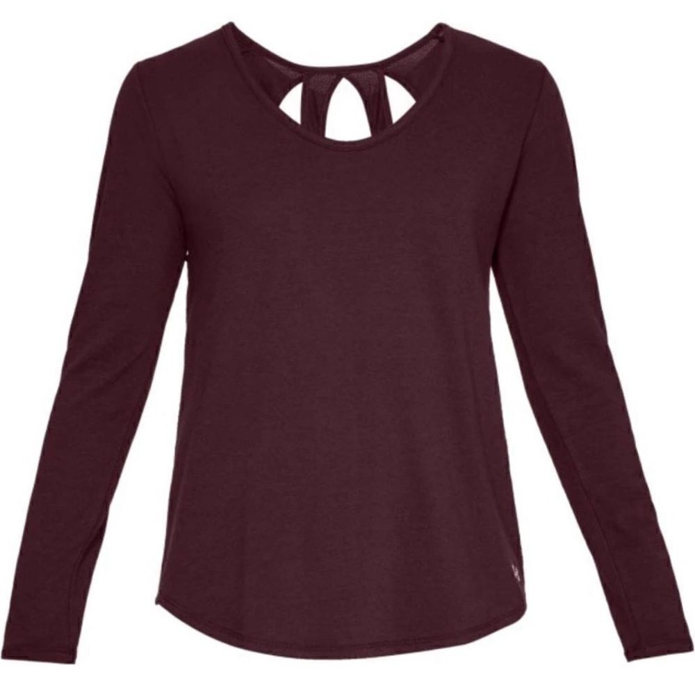 Under Armour Womens Maroon Open Back Pindot long sleeve top‎ Size Medium